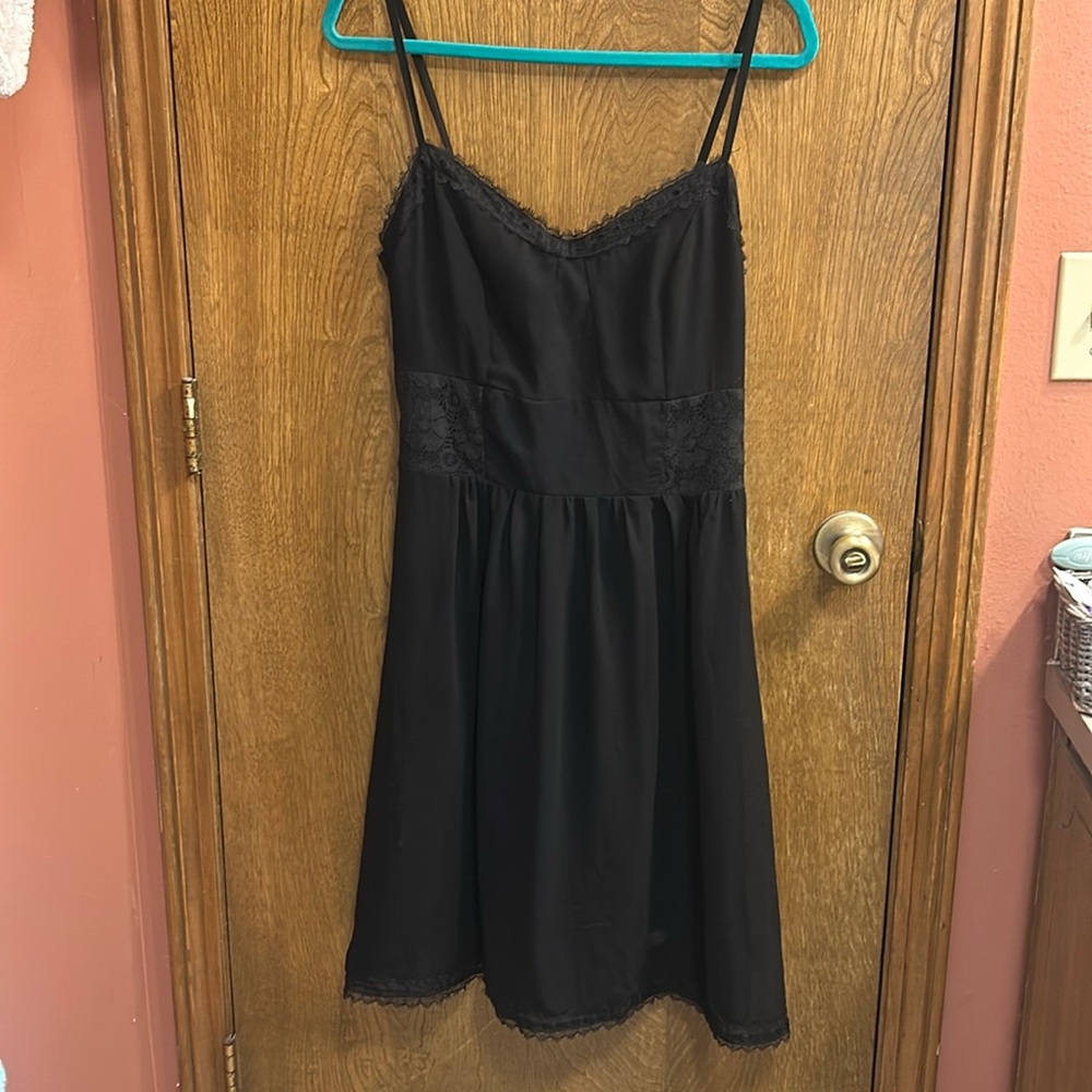 Black lace romantic midi dress